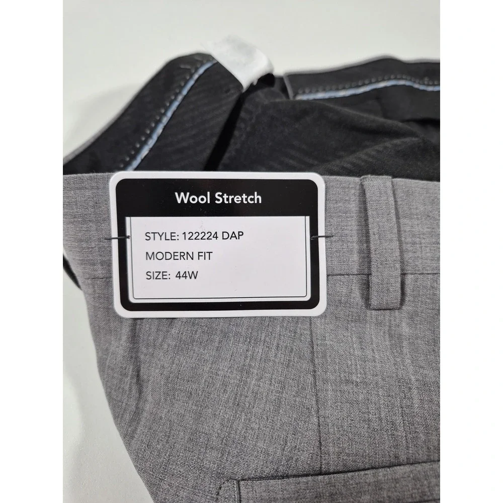 Giles & Jasper Dress Pants Mens 44x36 Gray Wool Stretch Flat Front Unhemmed NWT